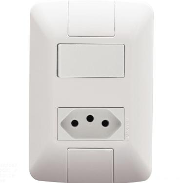 Imagem de Conjunto 4x2 com 1 Interruptor Simples 6 A 250 V e 1 Tomada 2P+T 10 A 250 V Tramontina Aria Branco Tramontina