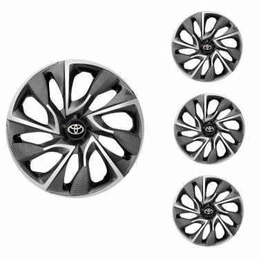 Imagem de Jogo Calota Aro 14 DS4 Sport Cup Elitte Grafite Prata + Emblema Resinado Toyota (Corolla Etios Yaris)