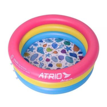 Imagem de Piscina Infantil  Redonda Conchas Rosa Multilaser
