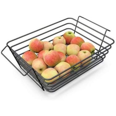 Imagem de Fruteira Mesa Reforçada Organizador Prática Com Alça Black