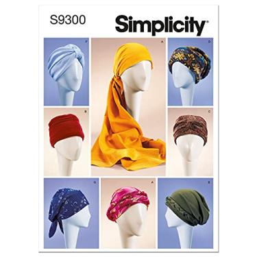 Imagem de Simplicity Faixa de cabeça para mulheres, turbante e pacote de chapéu, padrão de costura Code 9200, tamanhos P-G, branco