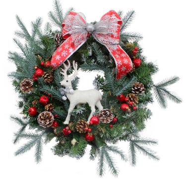 Imagem de Guirlanda Artesanal Rena Natalina Laço Vermelho