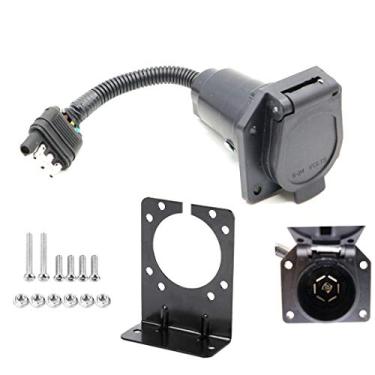 Imagem de ANTO Adaptador elétrico traseiro de 7 a 4 vias de 9 polegadas para adaptador de soquete de reboque elétrico Coleman Starcraft Aliner RV com suporte de montagem