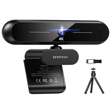 Imagem de DEPSTECH Webcam 4K, webcam DW40 com microfone autofoco HD câmera web com sensor Sony, capa de privacidade e tripé, plug and play USB 8MP câmera webcam de streaming de computador para