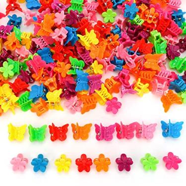 Imagem de 200Pcs Mini Claw Clips,Assorted Colour Butterfly Flower Shape Hair Clips Candy Colours Hair Clips For Women Girls Kids Hair Accessories Clips