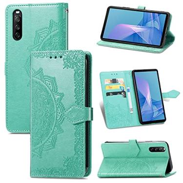 Imagem de HONGYAN Capa de telefone Para Sony Xperia 1 III Mandala Embossing Pattern Caixa de Couro Flip Horizontal com suporte e Cartão Slots & Carteira e Cordão Capa protetora