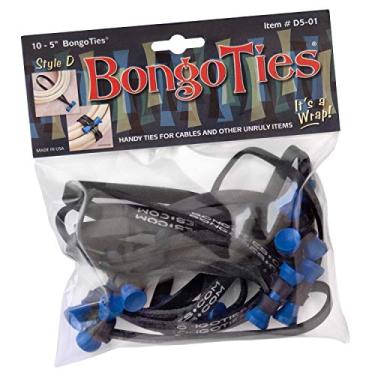 Imagem de Gravatas BongoTies Azul e Preta "Azure" ~ Pacote com 10 "Estilo-D" ~ Gravatas práticas para cabos e outros itens irregulares