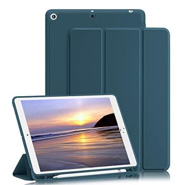 Imagem de GHINL Capa Para iPad 9/8/7 Geração 10,2 Polegadas (2021/2020/2019) com Porta-Lápis, [Dormir/Despertar] Capa Protetora Magnética Inteligente TPU Fina E Macia (Azul Marinho)