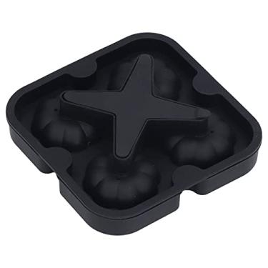 Imagem de Bandeja de cubos de gelo de silicone fácil gota grau alimentício durável molde de abóbora de silicone uísque bandeja de cubos de gelo Preto