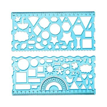 Imagem de shamjina Régua Geométrica de Modelo de Desenho Multifuncional para Construção de Matemática, Azul