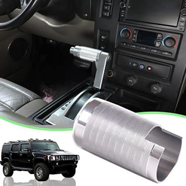 Imagem de PIUGILH Tampa de botão de câmbio de carro para 2003-2009 Hummer H2, controle central dedicado carro Gear Shifter Head substituição capa protetora (prata)