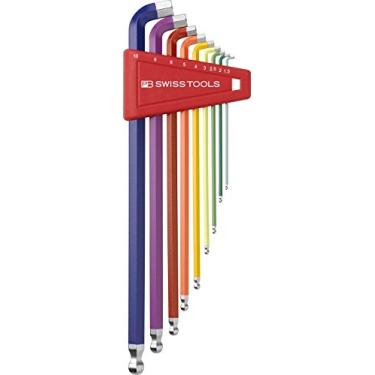 Imagem de PB Swiss Tools PB 2212LH-10 RB Ballend conjunto de chave hexagonal longo com ponta de arco-íris