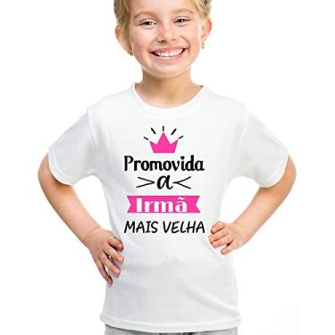 Imagem de Camiseta infantil promovida a irmã mais velha coroa rosa Cor:Branco;Tamanho:4