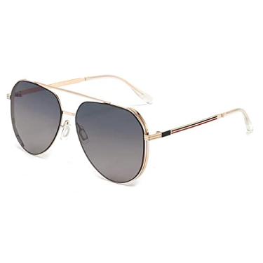 Imagem de Óculos de sol polarizados tendência vintage masculino lente azul óculos de sol masculino pesca ao ar livre, C3 cinza verde dourado, polarizado