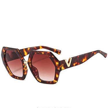 Imagem de Óculos de sol grandes de designer vintage femininos masculinos exclusivos de armação grande óculos de sol quadrados femininos tons brancos anti-reflexo uv400, marrom douhua, uv400