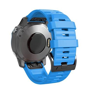 Imagem de DFAMIN 26 22mm Pulseira de relógio de ajuste rápido para Garmin Fenix 7 7X 6X 6Pro relógio silicone pulseira de ajuste fácil para Fenix 5X 5 3 3HR 935 945 (Cor: azul céu, Tamanho: 26mm Fenix 7X)