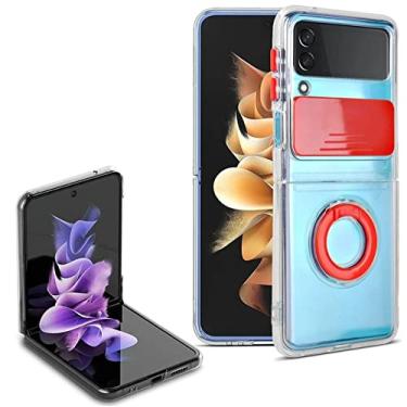 Imagem de Capa de telefone de silicone macio para Samsung Galaxy Z Flip4 com suporte de anel capa de proteção à prova de choque para Sansung Z Flip3 5g ZFlip3, vermelho, para Samsung Z flip4