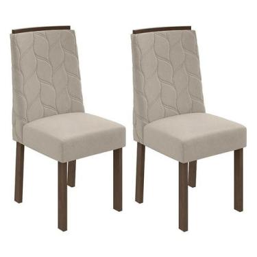 Imagem de Conjunto 2 Cadeiras Astrid Imbuia/Veludo Creme - Móveis Lopas