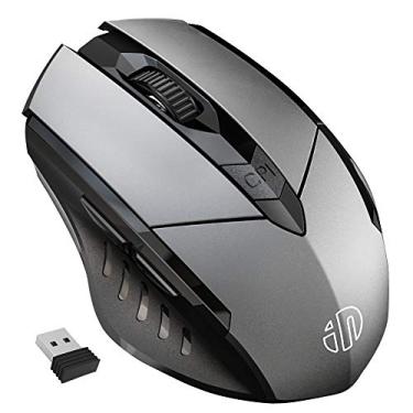 Imagem de Mouse Sem Fio, INPHIC Grande Ergonômico Recarregável 2.4G Óptico PC Laptop Mouse Sem Fio com Receptor USB Nano para Windows Computer Office, Ferro Cinza
