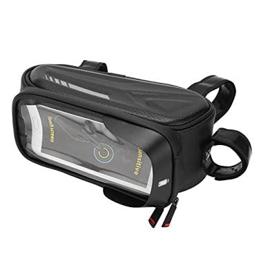 Imagem de Bolsa de tubo superior de bicicleta, impermeável, impermeável, bolsa de bicicleta para quadro frontal para viagem diária para bicicleta (refletivo branco)