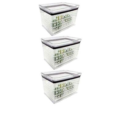 Imagem de 3 Potes Herméticos para frutas legumes Empilháveis 1800ml