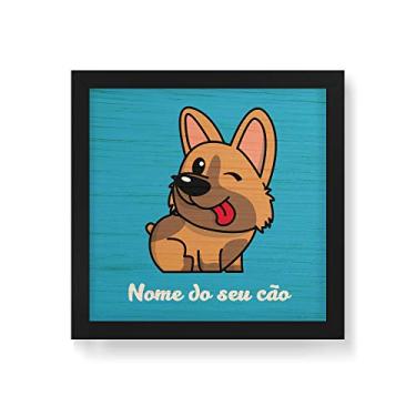 Imagem de Arte Maníacos Quadro Decorativo em Madeira Pastor Alemão Comic - 30x30cm (Moldura caixa em laca preta)