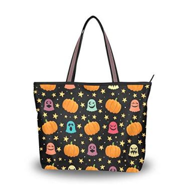 Imagem de Bolsa de ombro My Daily feminina Halloween Pumpkin Ghost Stars bolsa de mão, Multi, Large