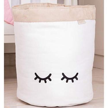 Imagem de Giz de Cor Confecções, Cesto Organizador para Brinquedos Cílios, Branco e Caqui