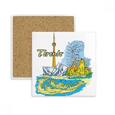 Imagem de Porta-copos quadrado de ponto de vista de Toronto, sabor do Canadá, pedra isolante