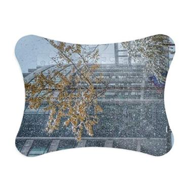 Imagem de Snowscene City, moldura de quebra-cabeça para fotografia, cartas, jogo de quebra-cabeça para casa