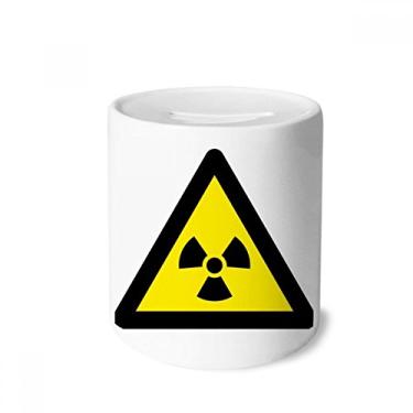 Imagem de DIYthinker Símbolo de aviso amarelo preto ionização, radiação, triângulo, dinheiro, caixa de cerâmica porta-moedas, presente de cofrinho