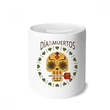 Imagem de DIYthinker Caveira Rosa O Dia dos Mortos México Dinheiro Caixa de Cerâmica Porta-Moedas Presente
