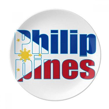 Imagem de Placa de nome da bandeira de país das Filipinas decorativa de porcelana Salver louças de jantar