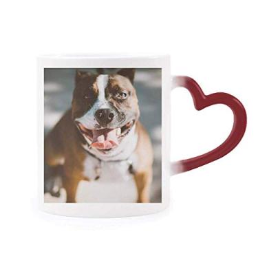 Imagem de Caneca Bulldog Pet Animal com imagem assustadora sensível ao calor Caneca vermelha que muda de cor