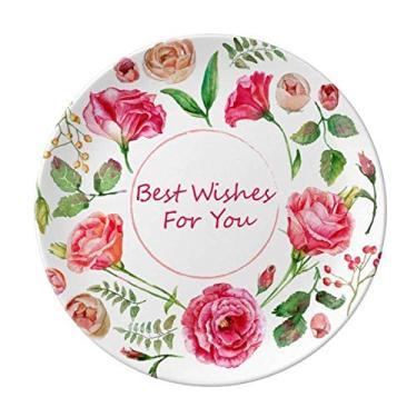 Imagem de Prato de flores com padrão de arbusto de rosas vermelhas decorativas de porcelana salver talheres, Prato de jantar