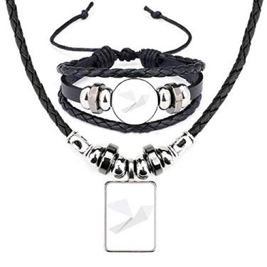 Imagem de Conjunto de joias de pulseira de couro com padrão de pombo branco abstrato origami