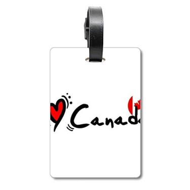Imagem de I Love Canada Word Flag Heart Mala Tag Bagagem Cartão de Bagagem Scutcheon Etiqueta