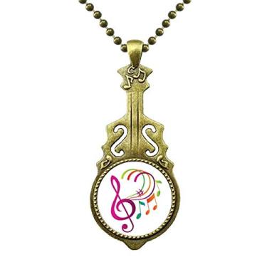 Imagem de DIYthinker Music Notation Colar verde laranja rosa antigo joia música pingente