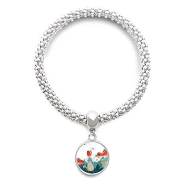 Imagem de DIYthinker Pulseira de prata com pingente de coruja falante de gato que protege os amantes de animais de estimação pulseira ajustável