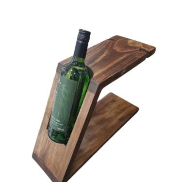 Imagem de Suporte para vinho e taças de madeira (Castanho)