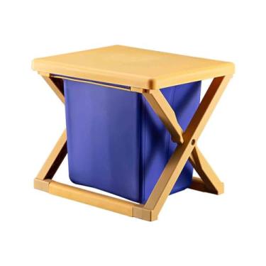 Imagem de Sanita de campismo portátil para adultos sanitários portáteis sacos de lixo para casa interior lata de lixo com tampa banco de assento de idosos balde de pesca de emergência para carro viagens ao ar