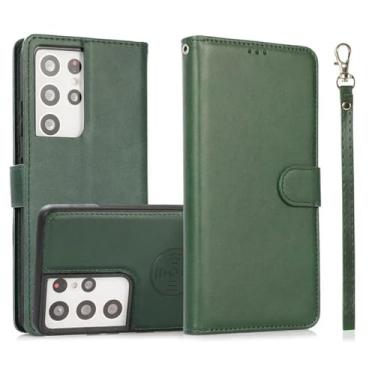 Imagem de Capa magnética de couro flip para Samsung Galaxy S23 S22 Ultra S21 FE S20 Plus S10 S9 S8 Note 20 Capa de telefone com cartão carteira, verde, para Samsung S8
