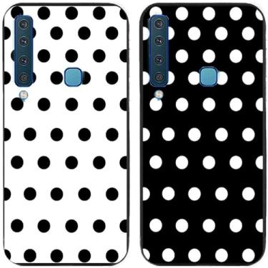 Imagem de 2 peças preto branco bolinhas impressas TPU gel silicone capa de telefone traseira para Samsung Galaxy todas as séries (Galaxy A9 2018)