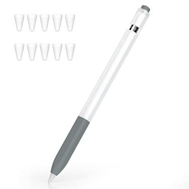 Imagem de Joosko Compatível com Apple Pencil 1ª geração, capa de silicone antiderrapante, [com 10 capas de ponta de silicone] para Apple Pencil 1ª geração (cinza)