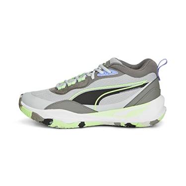Imagem de PUMA Tênis masculino Playmaker Pro Mid, Platinum Gray-efervescente limão, 40