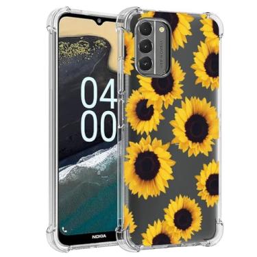 Imagem de Sidande Capa para Nokia G400, NokiaG400 5G TA-1530 Capa para meninas e mulheres, capa protetora fina de TPU flexível e floral transparente para Nokia G400 5G girassol