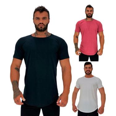 Imagem de Kit 3 Camiseta Longline MXD Conceito Slim Cores Básicas e Mescladas Lisas-Masculino