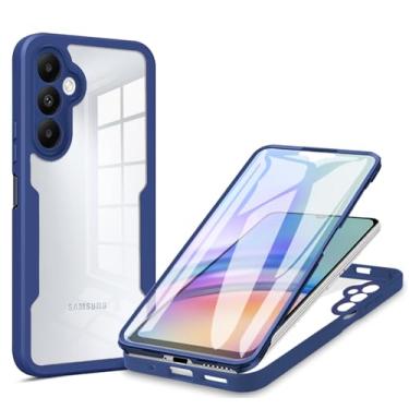 Imagem de MRRSIWEI Capa para Samsung Galaxy A15, [Protetor de tela embutido] [À prova de choque de grau militar] Capa protetora robusta de 360° para Samsung Galaxy A15. Azul completo