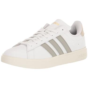 Imagem de adidas Tênis masculino Grant Court 2.0, Branco/Prata Pebble/Bege Maravilha, 11.5