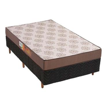 Imagem de  Cama Box Solteiro: Colchão Espuma Polar D28 Pérola + Base CRC Rústico Black(88x188)